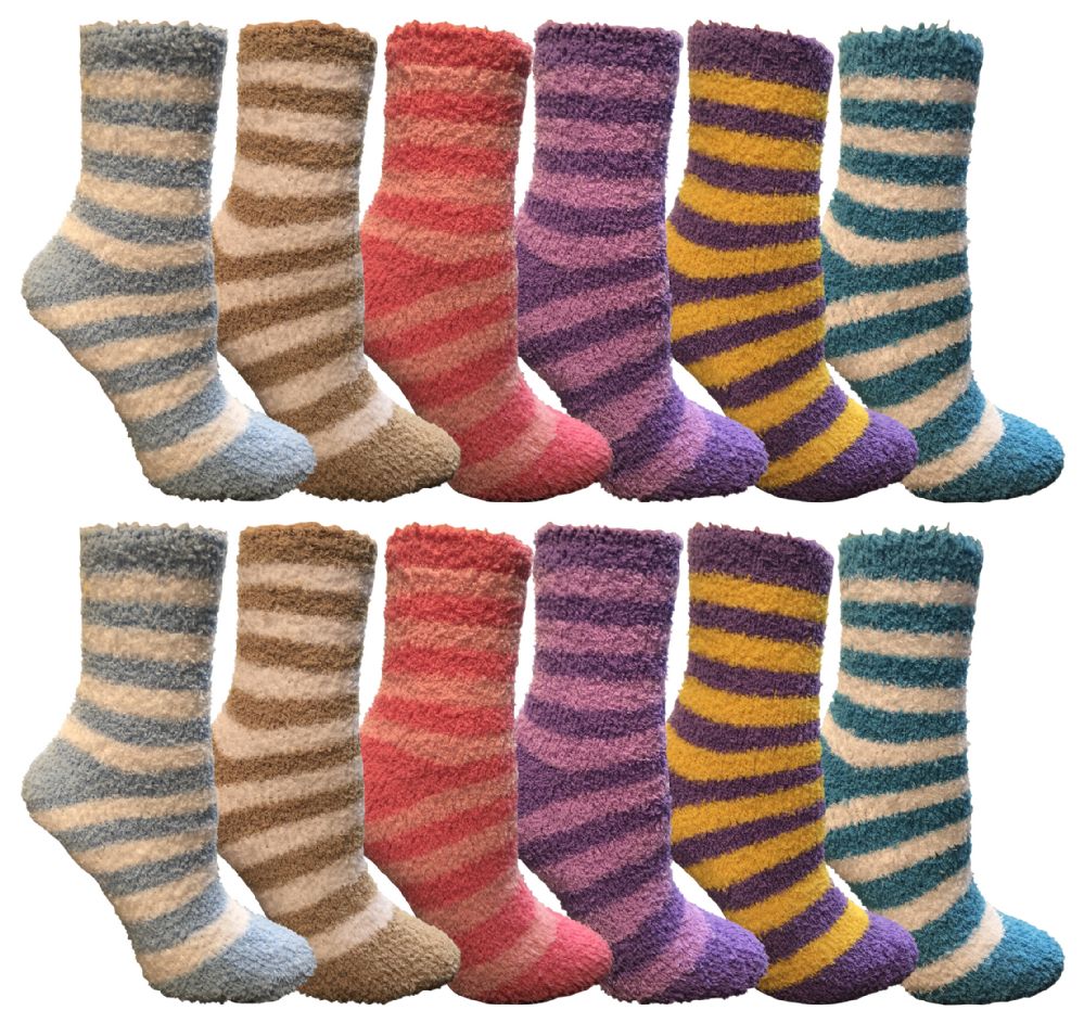 12 Wholesale Womens Fuzzy Snuggle Socks , Size 911 Comfort Socks