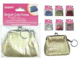 288 Wholesale Sequin Coin Purse Keychain - at - 0